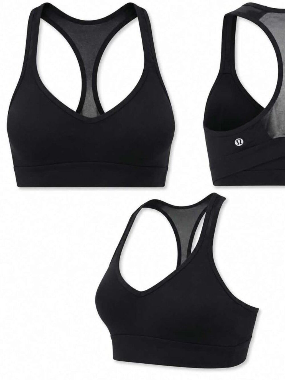 Lululemon Women’s Small Black Mesh Racerback Sports Bra Yoga Workout Athletic.